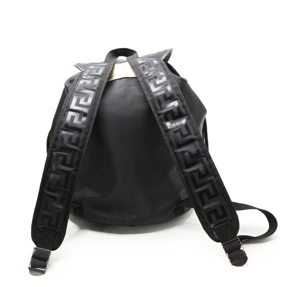 VERSACE Parfums Black Nylon Backpack Gold Medusa Logo Bag Travel Gym Drawstring - Picture 6 of 13